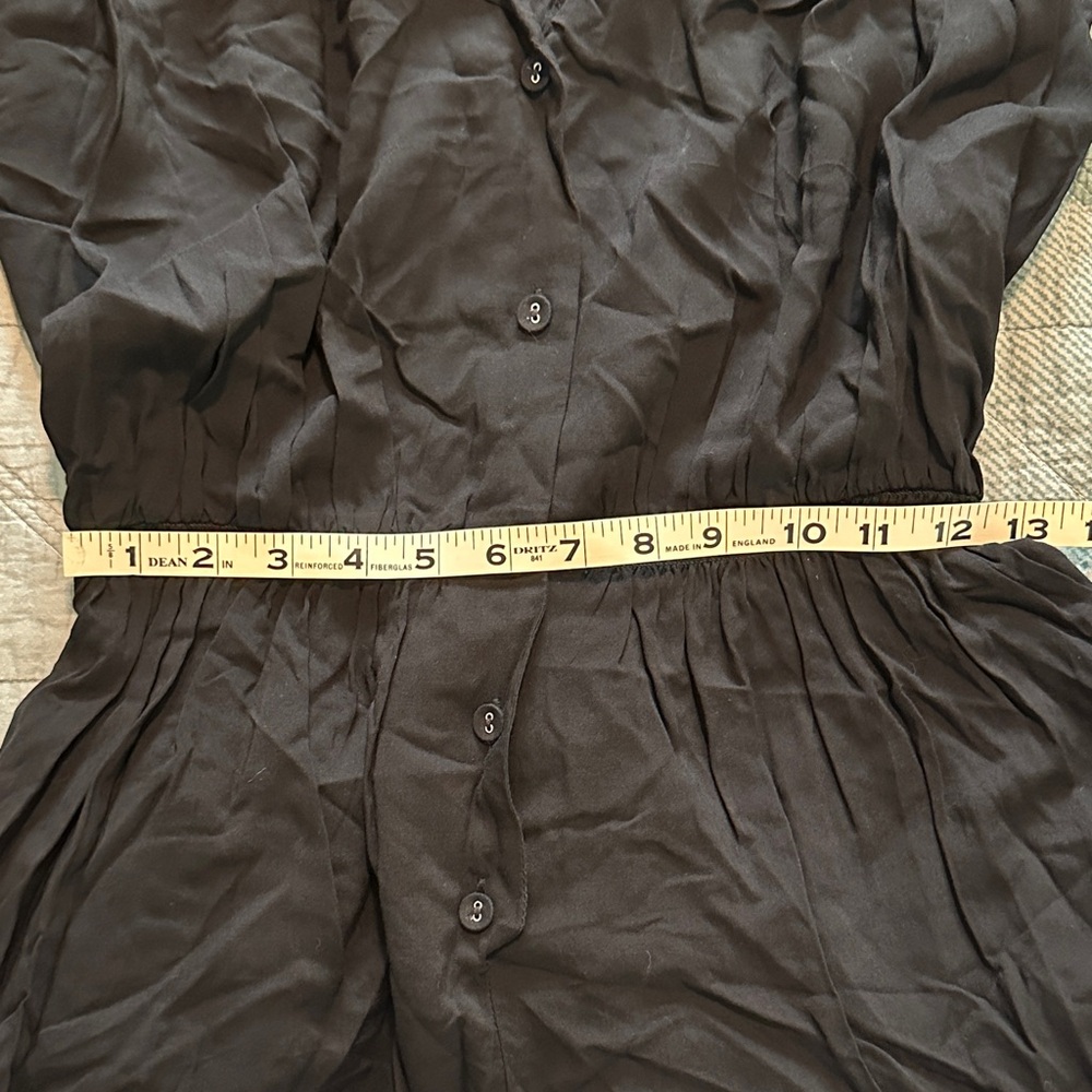 Sunny Girl Black Button-Front Romper – Size XL, 100% Rayon, Casual Short‎ Sleeve - Picture 8 of 8